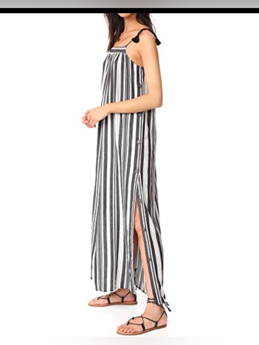 Madewell Black and White Striped Maxi Sundress